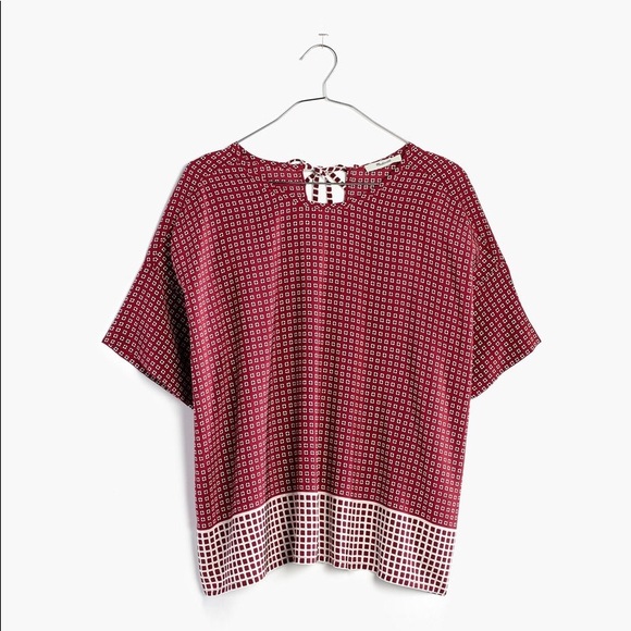 Madewell | silk premiere bow-back tee ascot tile - Picture 2 of 8